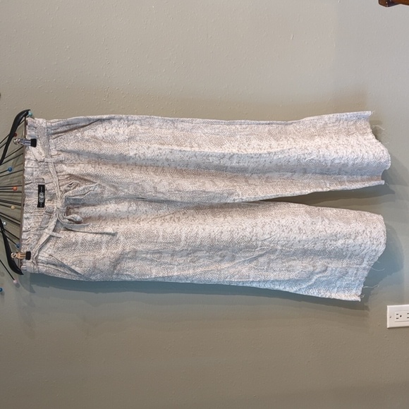 Rewash Reptile Print Pull On Wide Leg Linen Blend Pants Large Raw Hem - Picture 1 of 10